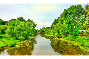 The trubezh river in pereslavlzalessky yaroslavl region russia stock photo, a Nature Photo by Leonid Andronov