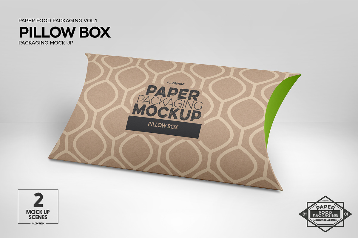 Pillow Box Packaging Mockup, a Packaging Mockup by INCDesign (Photo 2 of 6)