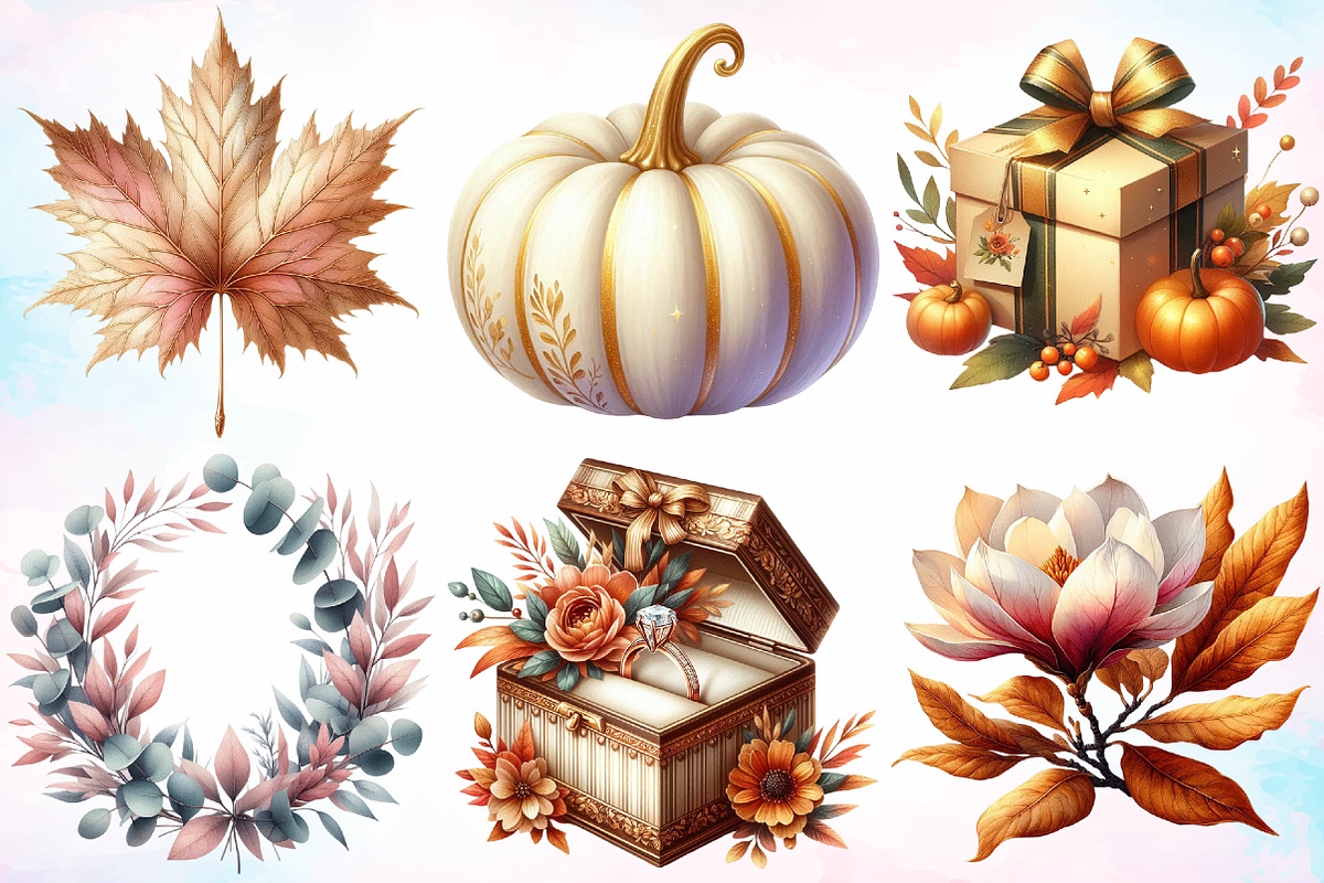 Watercolor Elegant Autumn Clipart, a Seasonal Illustration by Canvas Craft (Photo 5 of 8)