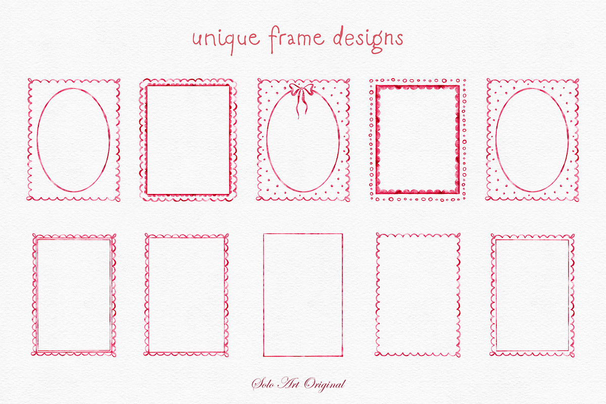 Bow Watercolor Red Frames, a Background Graphic by Solo Art Original (Photo 3 of 9)