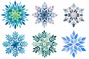 Snowflakes Watercolour Set Clipart, an Illustration by DreamCafeArt (Thumbnail 3 of 7)