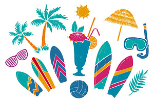 Beach Vacation Vector Drawings