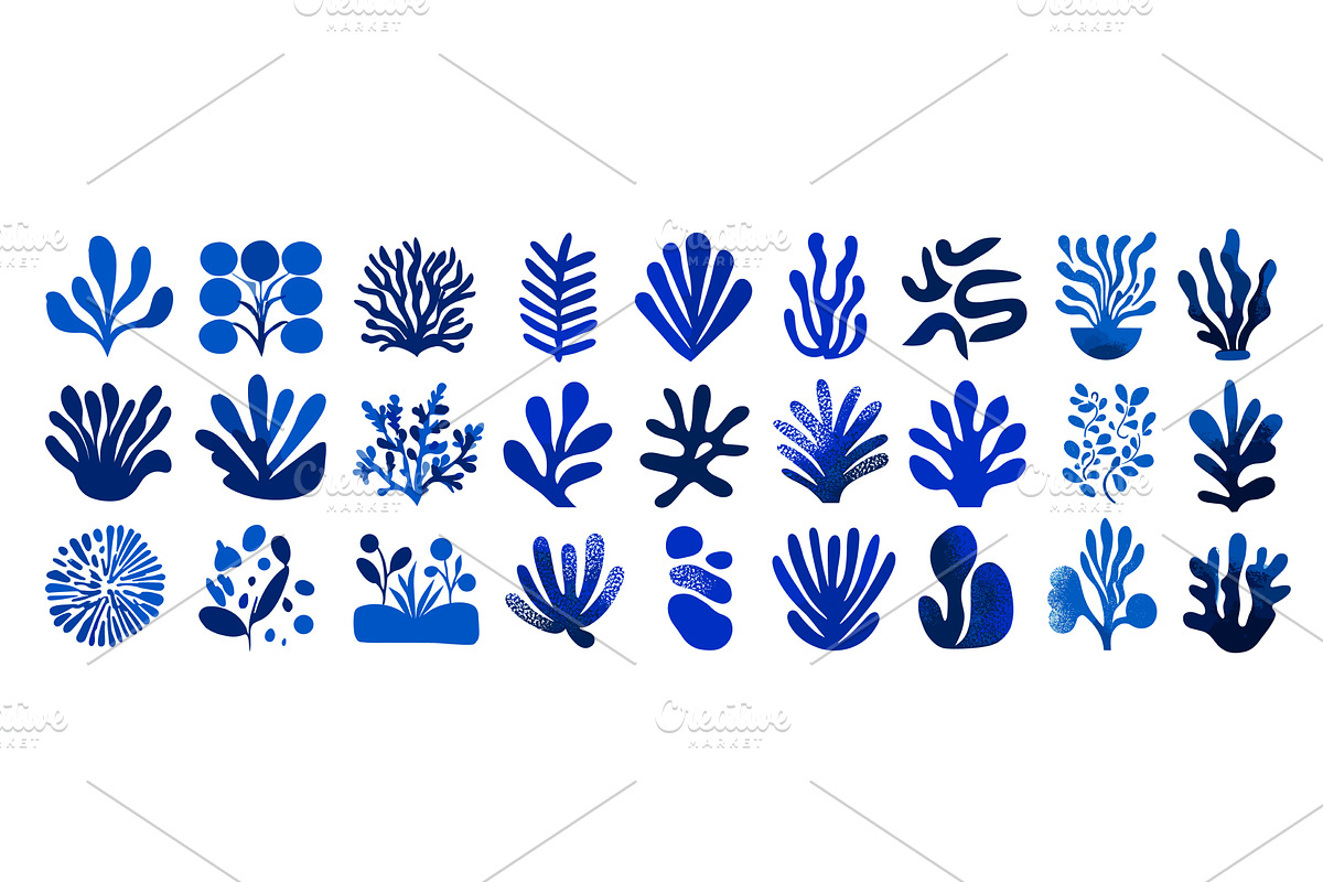 Abstract blue corals. Nautical, an Animal Illustration by Stock-Smart-Start