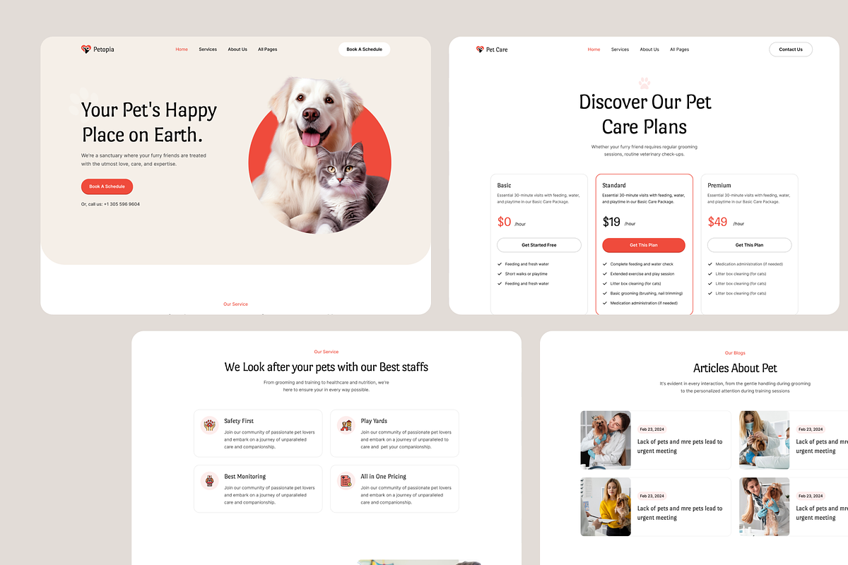 Petopia - Pet Care Figma Template, an UI Kit Template by FinestDevs (Photo 6 of 8)