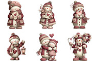 Whimsical Valentine Snowmen Clipart, an Illustration by CraftArtStudio (Thumbnail 6 of 6)