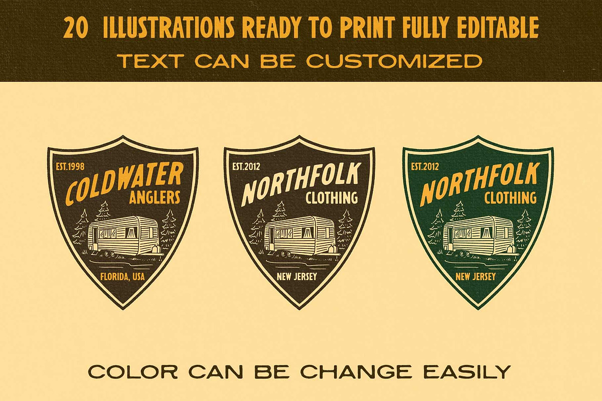 Outdoor & Fishing Vintage Badge Logo, a Branding & Logo Template by Dawaii Goods (Photo 3 of 7)