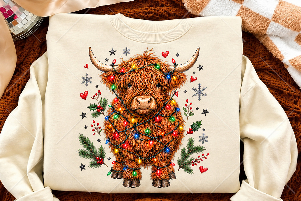 Funny Christmas Highland Cow PNG, a Seasonal Illustration by Canvas Craft (Photo 4 of 6)