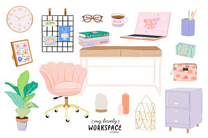 Girl Boss Office Essentials Clipart