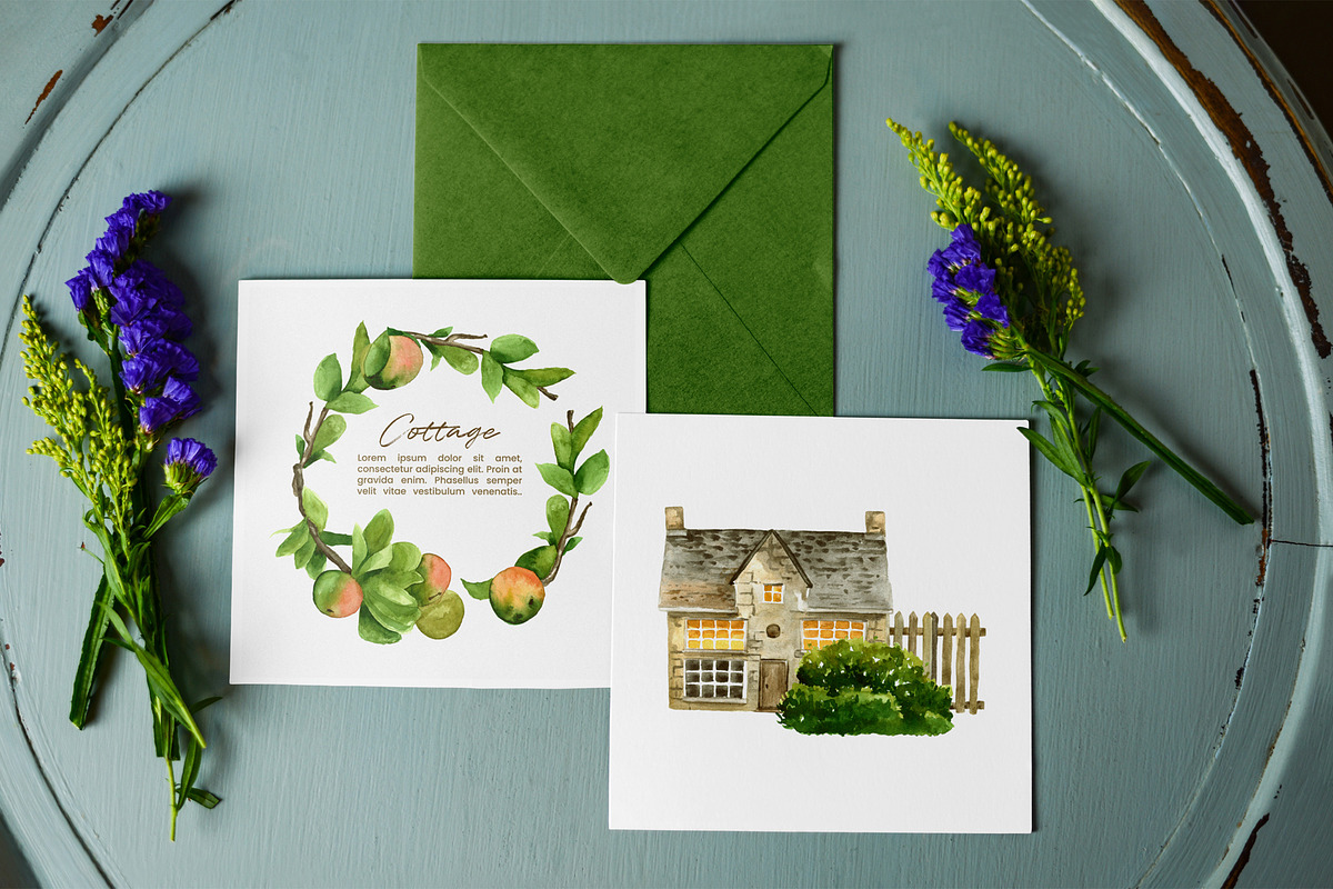 Cottage Life Watercolor Bundle, an Object Illustration by foxsong (Photo 2 of 10)