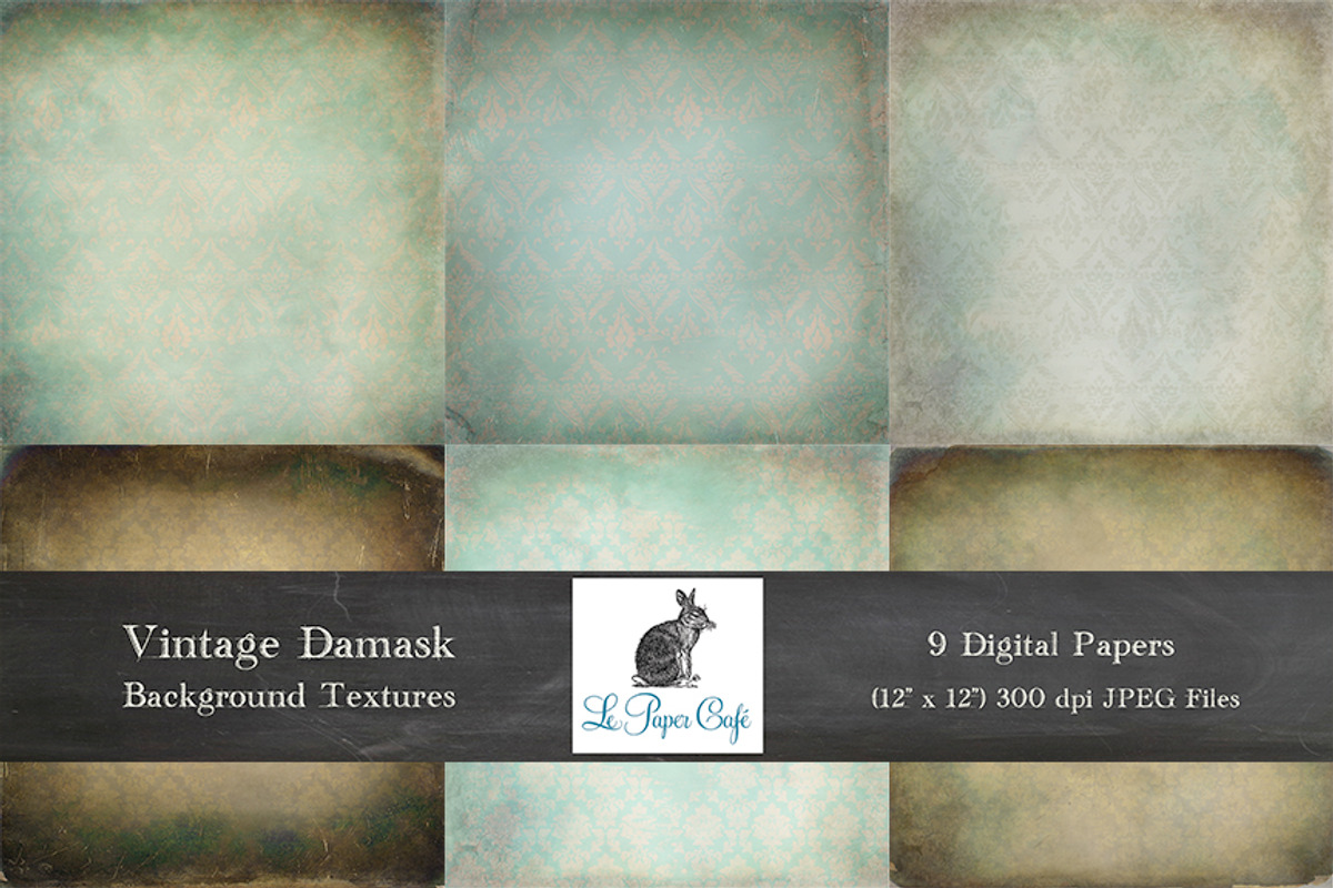 Vintage Grungy Damask Textures