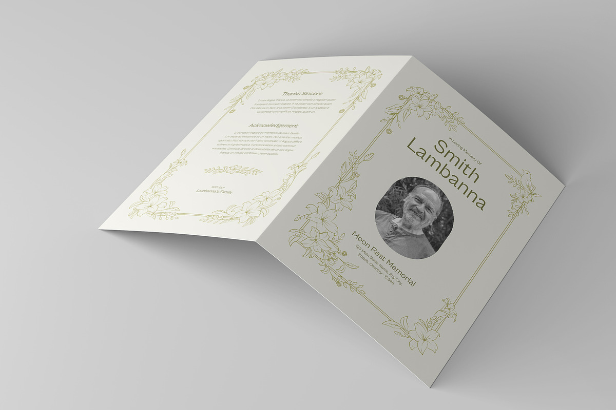 Simple Floral Funeral Program, a Brochure Template by Neermana (Photo 2 of 4)
