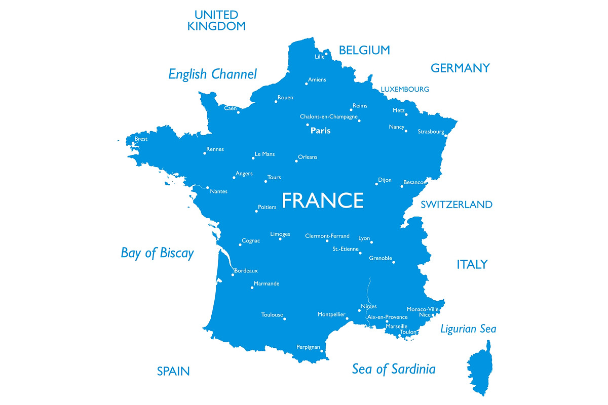 Vector map of France, an Illustration by ilynx
