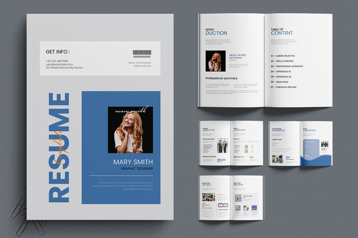 Resume Portfolio Booklet Layout, a Stationery Template by MightyDesign (Photo 1 of 6)