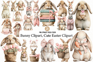 Bunny Clipart, Cute Easter Clipart, an Illustration by Designworld