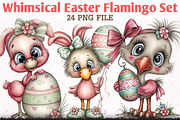Whimsical Easter Flamingo Clipart, an Animal Illustration by RobertsArt (Thumbnail 1 of 5)