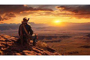 western cow boy ai generated, an Animal Photo by pikepicture