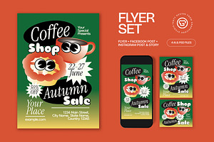 Coffee Shop Autumn Sale Flyer, a Flyer Template by graphicook