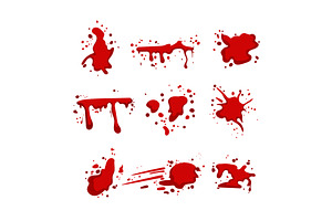 blood splatter set cartoon vector, an Object Illustration by pikepicture