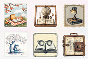 Reading Books Postage Stamp Clipat, an Illustration by CreationArt (Thumbnail 6 of 9)
