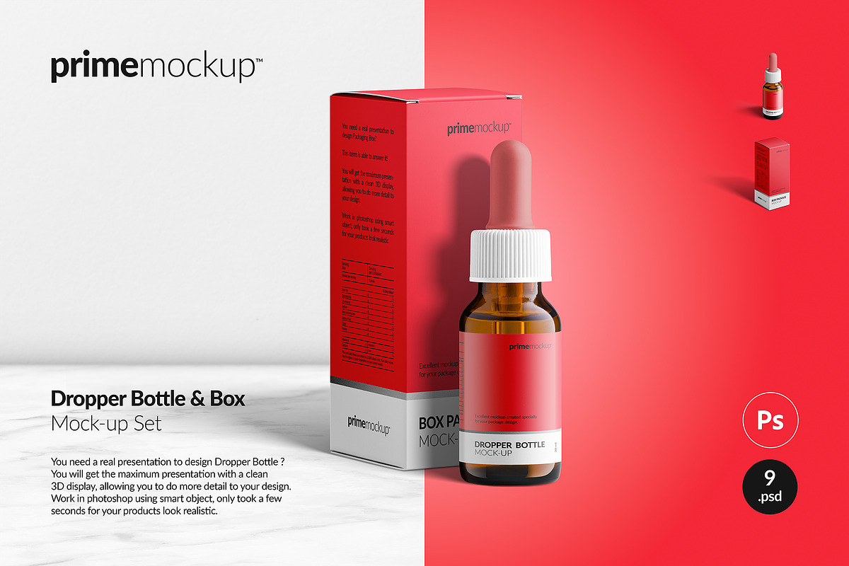 Dropper Bottle & Box Mockup, a Merchandise Mockup by PrimeMockup (Photo 1 of 6)