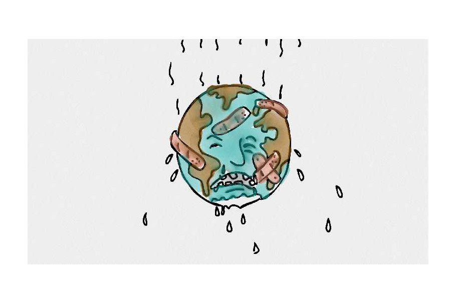 Animation Earth Sad and Crying Water, a Graphic by patrimonio
