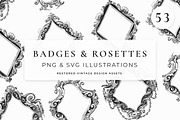 Badges and Rosettes Rustic Clipart, a Decorative Illustration by Century Library (Thumbnail 1 of 9)