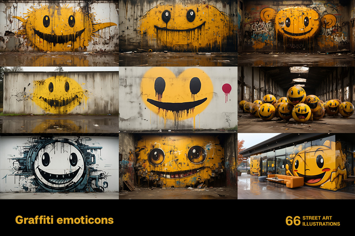 Graffiti emoticons. 66 images, a Decorative Illustration by Handmadefont (Photo 2 of 13)