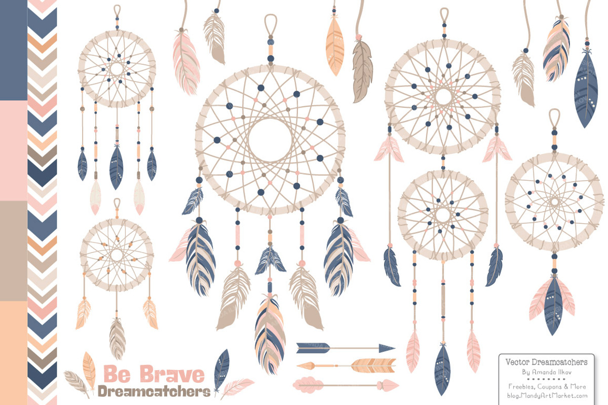 Navy & Blush Dreamcatcher Clipart, an Illustration by Amanda Ilkov (Photo 1 of 4)