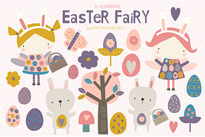 Easter Fairy Clipart Set