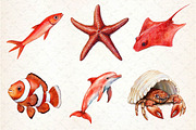 Red Ocean Animals Clipart, an Illustration by Dream Creation (Thumbnail 3 of 6)