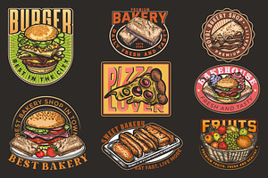 Food hand drawn logo set vector, a Branding & Logo Template by Billah Hub