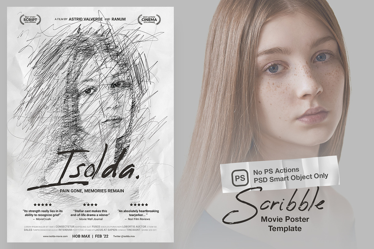 SCRIBBLE Movie Poster Template, a Flyer Template by Bornx Design (Photo 1 of 7)