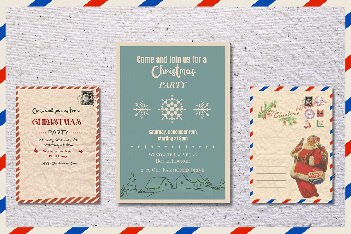 8 retro Christmas Cards Bundle, a Card Template by Prodesign (Photo 6 of 8)