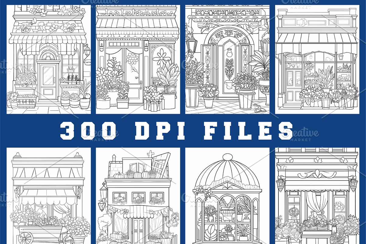 Floral Storefront Coloring Book Page, a Decorative Illustration by Coco Bloom (Photo 4 of 5)
