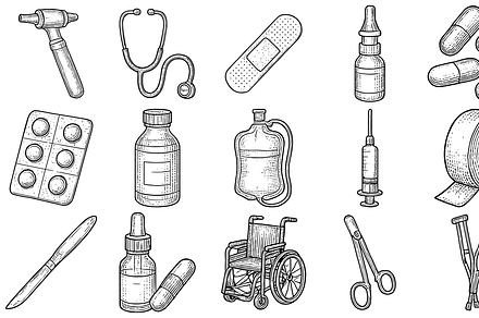 Hand Drawn Medical Icon Set