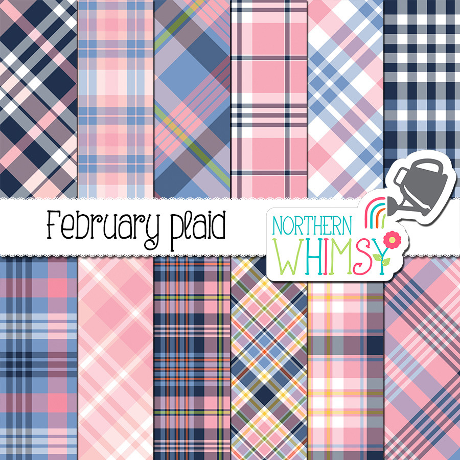 Pink and Navy Plaid, a Pattern Graphic by Northern Whimsy Design