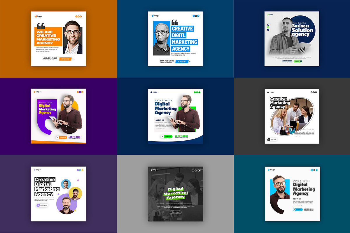 50 Marketing Agency Posts Bundle, a Social Media Template by Saman Osama (Photo 3 of 8)