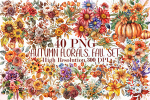 Autumn Florals, Fall Bouquet Set, an Illustration by Sublimation Artist