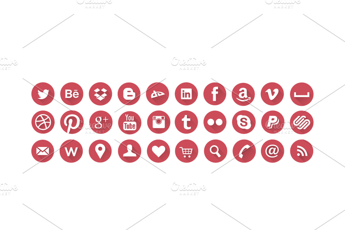 [-30%]Long Shadow Social Icon Set, an Icon by DanFreebairn (Photo 3 of 3)
