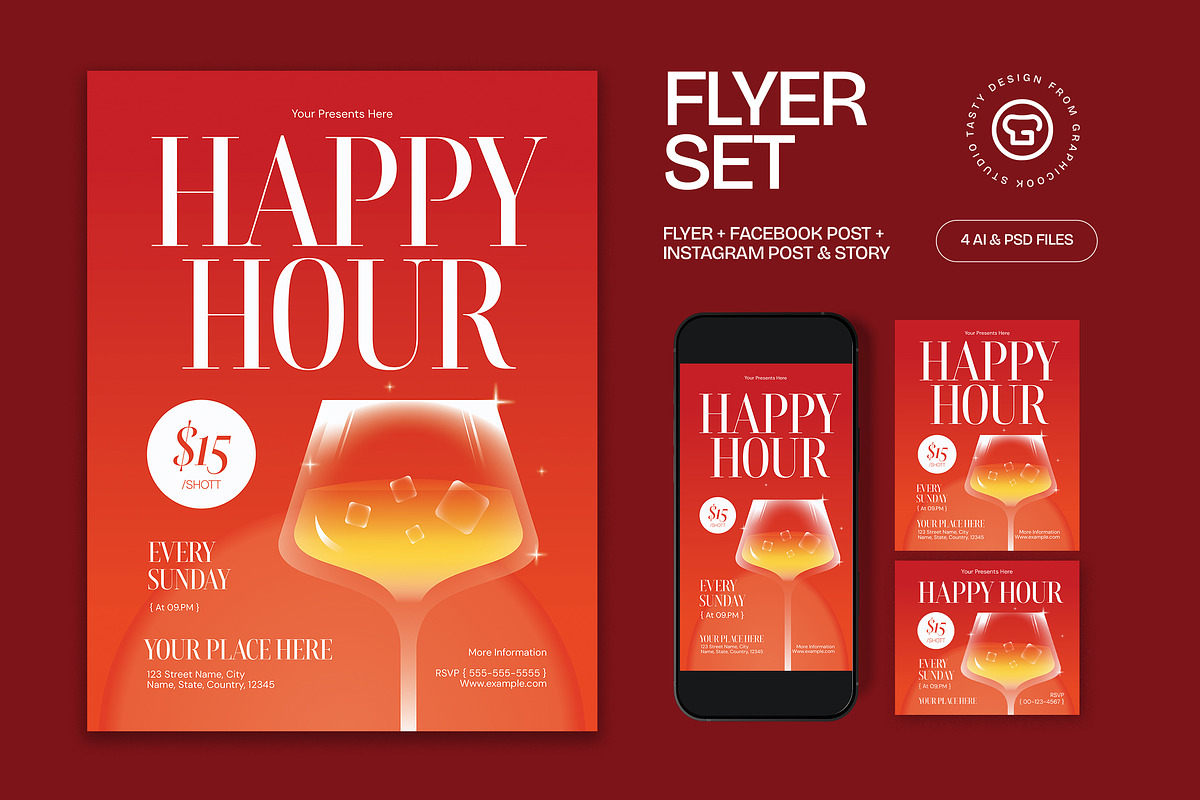 Happy Hour Flyer, a Flyer Template by graphicook (Photo 1 of 3)