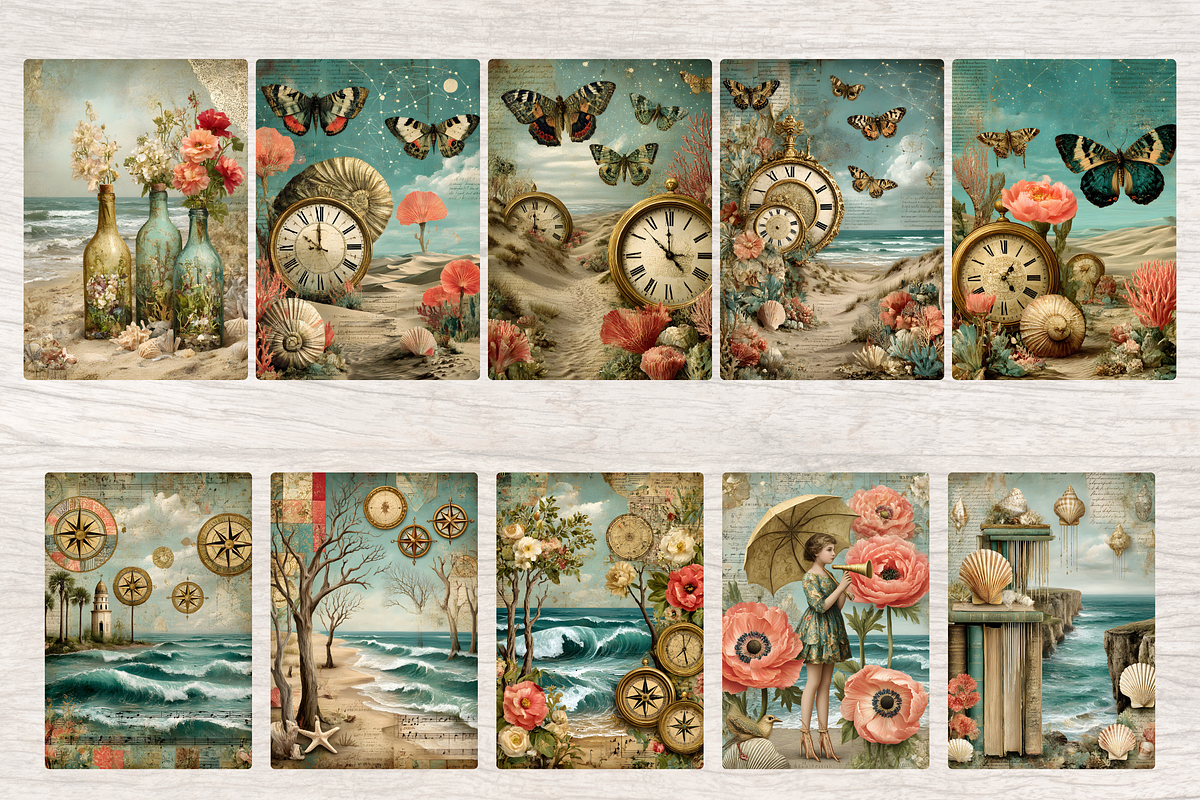 SURREAL RETRO BEACH JUNK JOURNAL, a Decorative Illustration by Daring Digies (Photo 3 of 8)