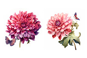 Dahlia Flower and Butterfly Clipart, an Object Graphic by EzDigitals (Thumbnail 5 of 8)