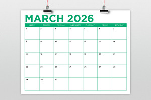 2026 Bold COLOR 8.5x11 Inch Calendar