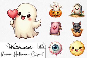 Kawaii Halloween Clipart Bundle, an Illustration by CrexoraLab