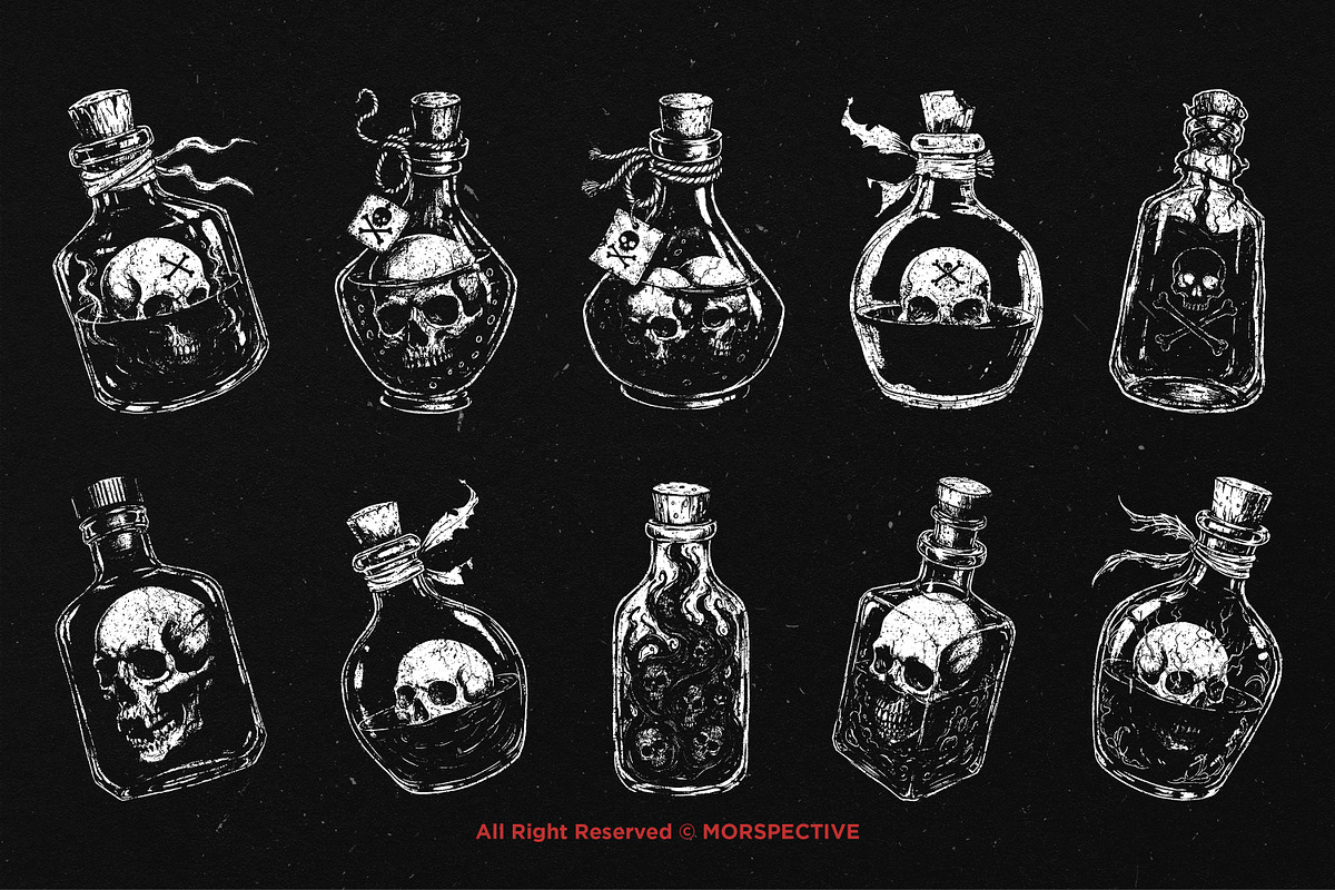 10 Bundle Dark Art Skull Potion, an Illustration by Morspective (Photo 6 of 7)