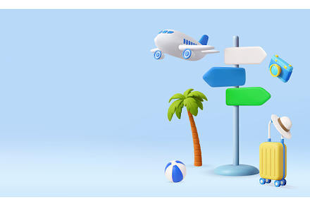 3D Summer Travel Concept with