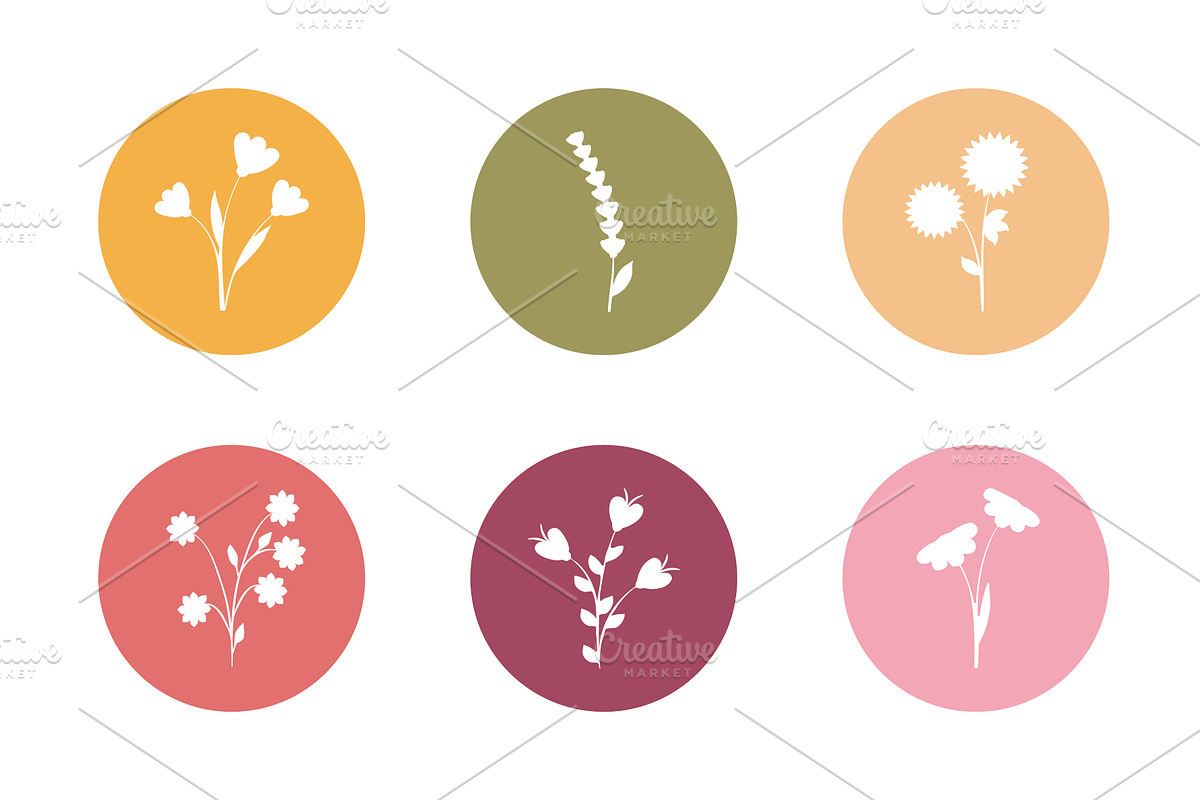 Simple cutout flower illustrations, an Illustration by okskukuruza