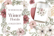 Watercolor Winter Florals Collection, a Decorative Illustration by MayaNavits (Thumbnail 1 of 10)
