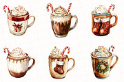 Watercolor Hot Cocoa Clipart, an Illustration by OK Design (Thumbnail 2 of 5)