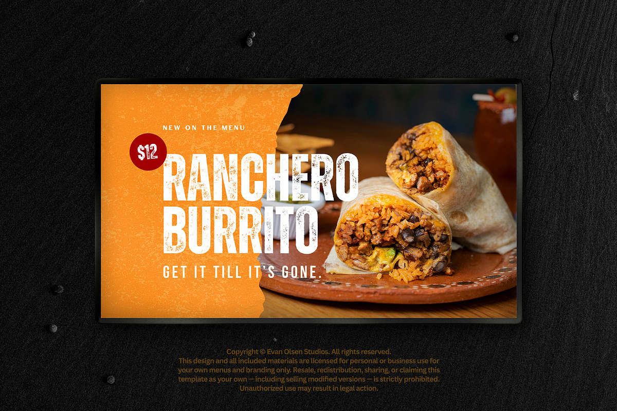 Tacos TV Menu Template for Canva, a Marketing Template by Evan Olsen Studios (Photo 5 of 9)